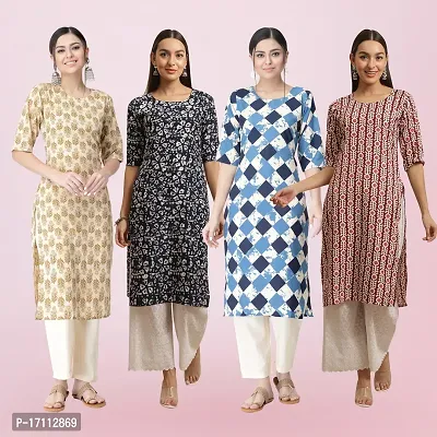 Women Stylish Crepe Printed Straight Kurta