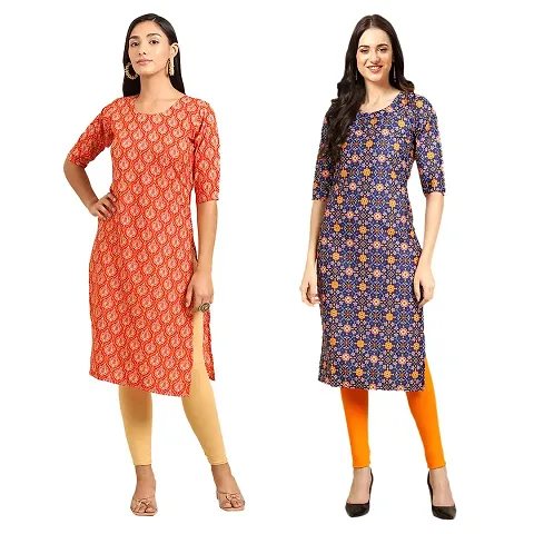 Alluring Crepe Straight Kurta For Women- Pack Of 2