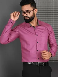 Reliable Purple Cotton Solid Long Sleeve Formal Shirts For Men-thumb2