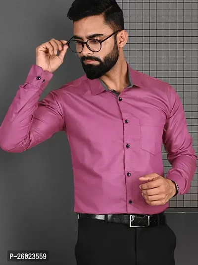 Reliable Purple Cotton Solid Long Sleeve Formal Shirts For Men-thumb3