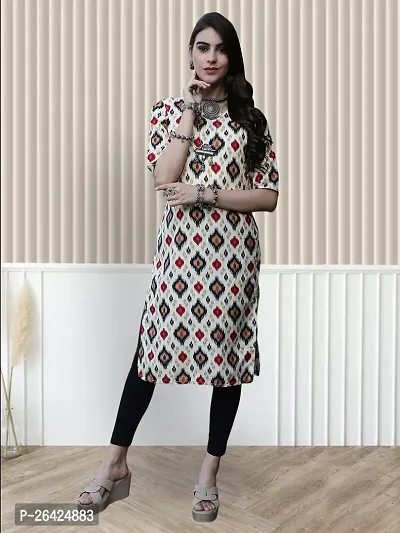 Stylish Multicoloured Crepe A-Line Printed Stitched Kurti For Women-thumb3