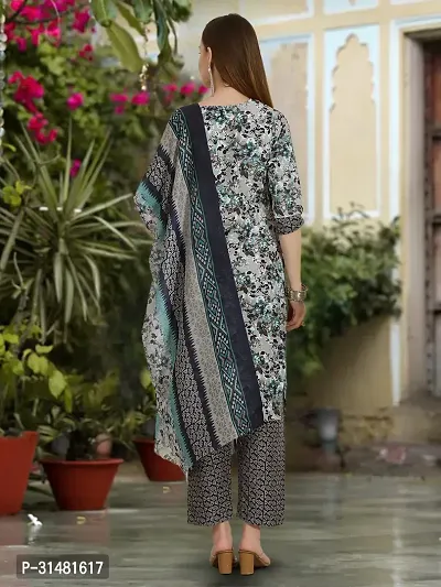 Stylish Cotton Blend Printed Kurta With Pant And Dupatta Set For Women-thumb3