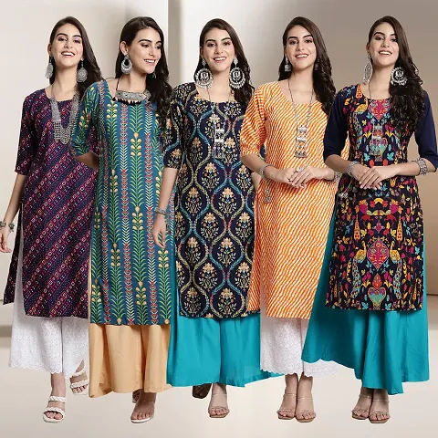 Fancy Crepe Kurtis For Women Pack Of 5