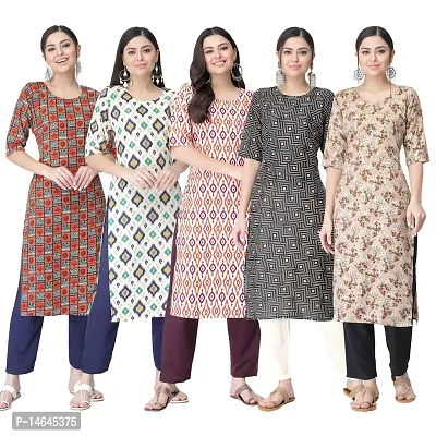 New Crepe Printed Kurtis Combo For Women Pack Of 5