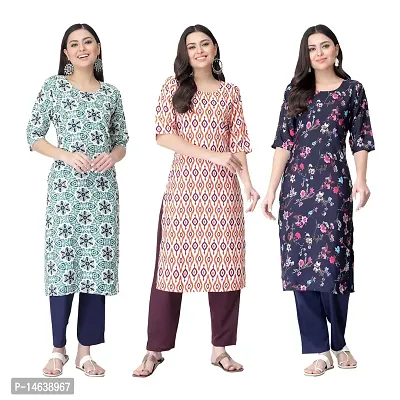 New Crepe Combo Printed Kurtis For Women Pack Of 3