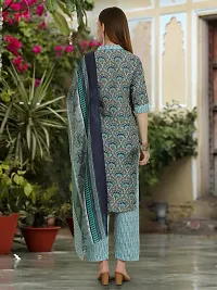 Stylish Cotton Blend Printed Kurta With Pant And Dupatta Set For Women-thumb2