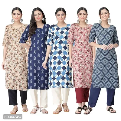 New Crepe Printed Kurtis Combo For Women Pack Of 5