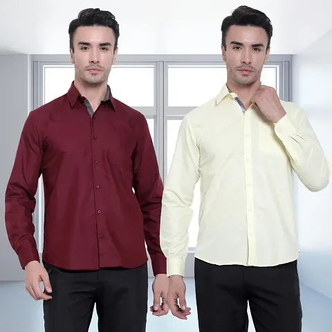 Reliable Solid Long Sleeves Formal Shirts For Men Pack Of 2