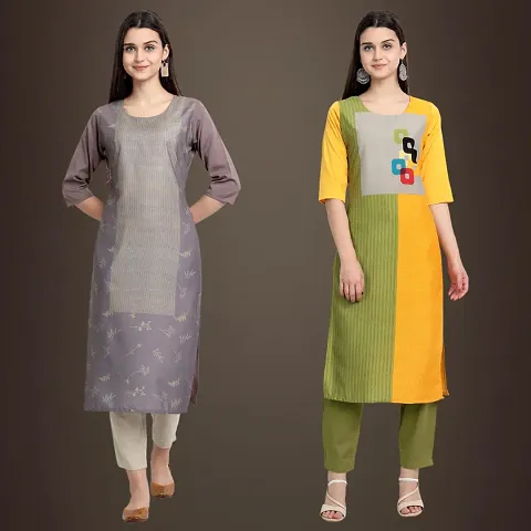 Best Trendy Crepe Printed Kurti - Combo Of 2