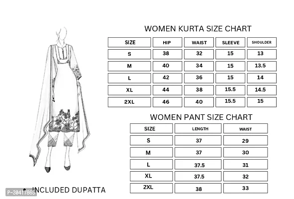 Beautiful Cotton Printed Kurta Pant And Dupatta Set For Women-thumb2