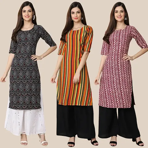 Beautiful Crepe Straight Kurta For Women Pack Of 3