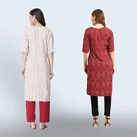 Women Stylish Crepe Ethnic Motif Casual Straight Kurta-thumb1