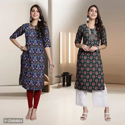 Fancy Rayon Kurtis For Women Pack Of 2-thumb0