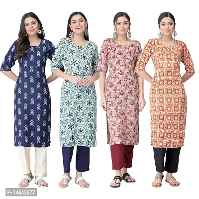 New Crepe Combo Printed Kurtis For Women Pack Of 4