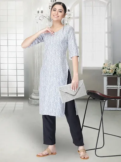 Fancy Crepe Printed Casual Kurta With Bottom Set