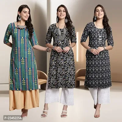 Fancy Rayon Kurtis For Women Pack Of 3-thumb0