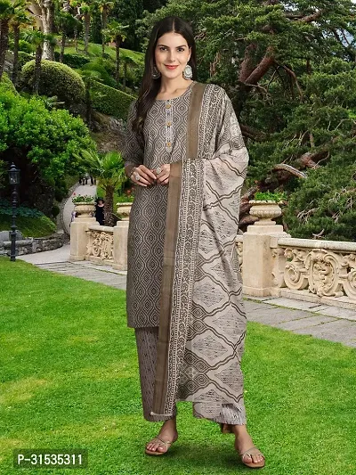 Fancy Cotton Blend Kurta Bottom And Dupatta Set For Women-thumb2