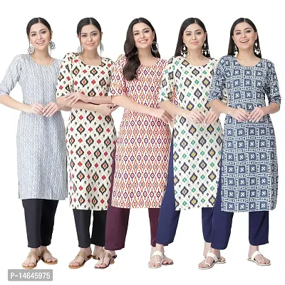 New Crepe Printed Kurtis Combo For Women Pack Of 5-thumb0