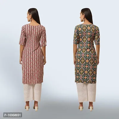 Women Stylish Crepe Ethnic Motif Casual Straight Kurta-thumb2