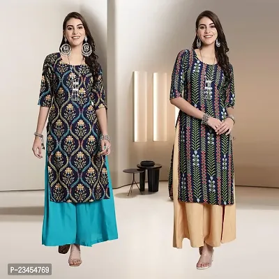 Fancy Rayon Kurtis For Women Pack Of 2-thumb0