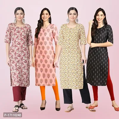 Women Stylish Crepe Printed Straight Kurta