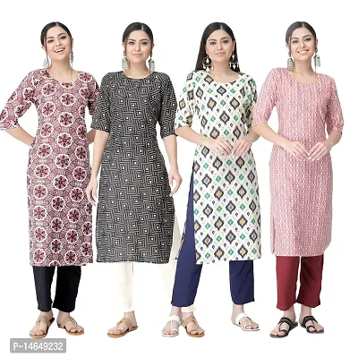 New Crepe Combo Printed Kurtis For Women Pack Of 4-thumb0