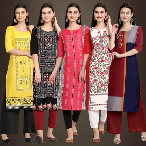 Stylish Fancy Crepe Kurtis - Pack Of 5