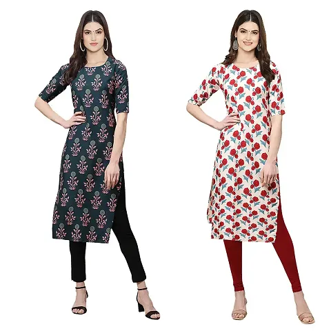 Fashionable Straight Crepe Kurta For Women Combo Pack Of 2