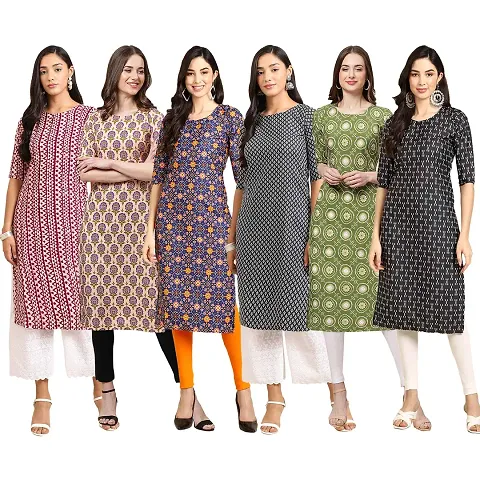 Trendy Crepe Digital Straight Kurta For Women ( Pack Of )