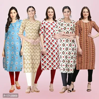 Women Stylish Crepe Printed Straight Kurta