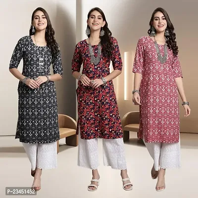 Fancy Rayon Kurtis For Women Pack Of 3-thumb0