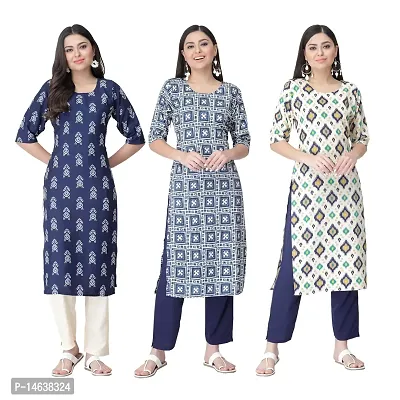 New Crepe Combo Printed Kurtis For Women Pack Of 3