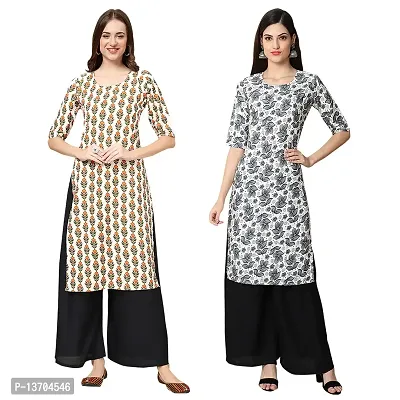 Stylish Crepe Digital Printed Kurta For Women- Pack Of 2-thumb0