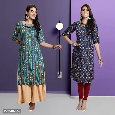 Fancy Crepe Kurtas For Women Pack Of 2-thumb0