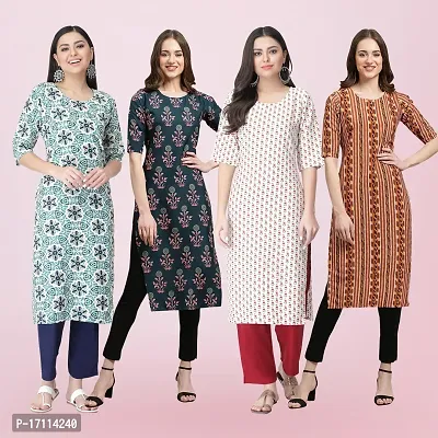 Women Stylish Crepe Printed Straight Kurta