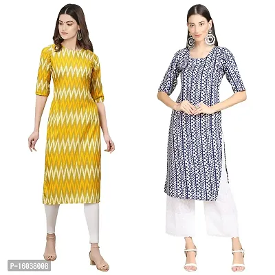 Stylish Crepe Printed Straight Kurta For Women-Pack Of 2-thumb0