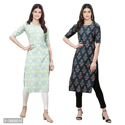 Stylish Digital Printed Women Crepe Kurta- Pack of 2-thumb0