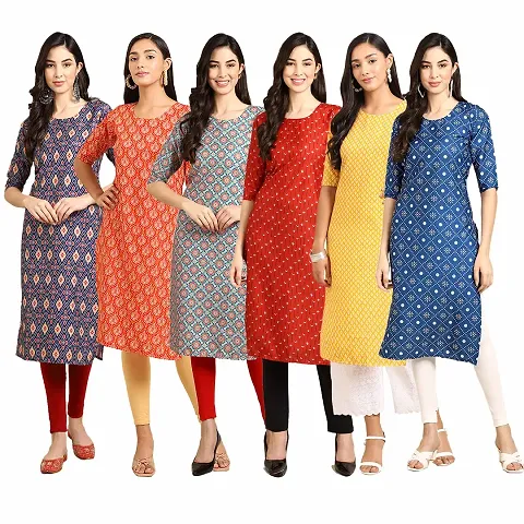 Stylish Crepe Printed Kurti - Pack of 6