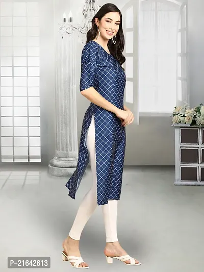 Stylish Navy Blue Crepe Stitched Kurta For Women-thumb3