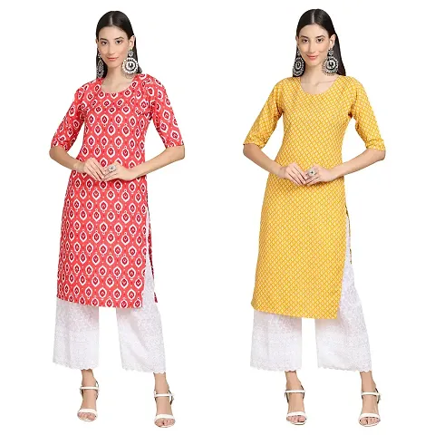 Stylish Crepe Straight Kurta For Women- Pack Of 2