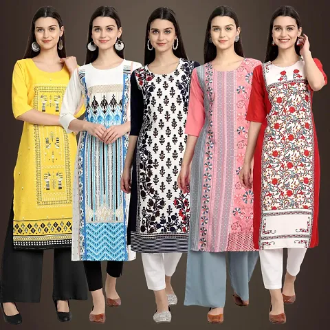 Fancy Crepe Kurtis For Women Pack Of 5