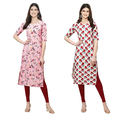 Fashionable Straight Crepe Kurta For Women Combo Pack Of 2