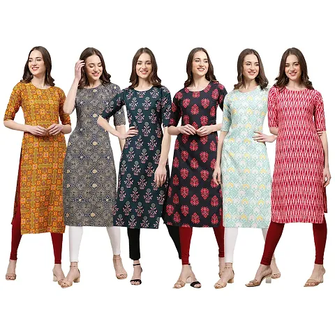 Stylish Crepe Printed Kurti - Pack of 6