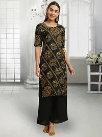 Stylish Black Crepe Stitched Kurta For Women-thumb1