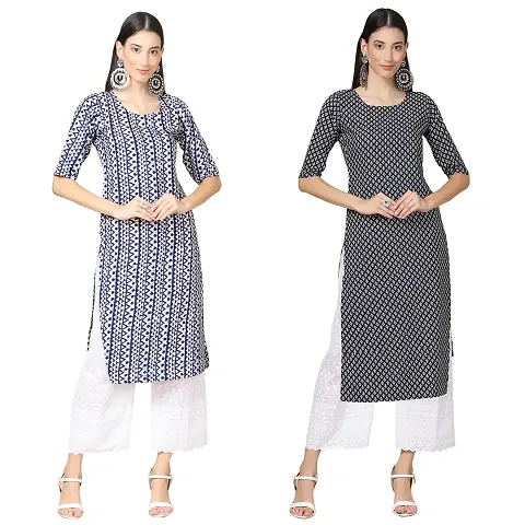 Stylish Crepe Straight Kurta For Women- Pack Of 2