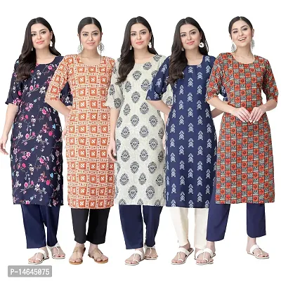 New Crepe Printed Kurtis Combo For Women Pack Of 5