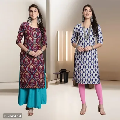 Fancy Rayon Kurtis For Women Pack Of 2-thumb0