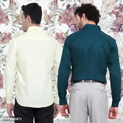 Elegant Cotton Multicoloured Long Sleeves Formal Shirt For Men- Pack Of 2-thumb2