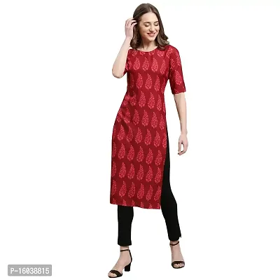 Stylish Maroon Crepe Floral Print Straight Kurta For Women-thumb0