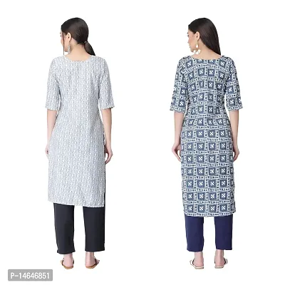 Attarctive Crepe Printed Straight Kurti Combo For Women Pack Of 2-thumb2